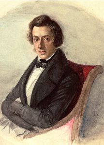 Maria Wodzinskan kuva Chopinistä v. 1836. (Teoksesta Mieczysław Tomaszewski: Chopin. Kraków: PWM Edition.)